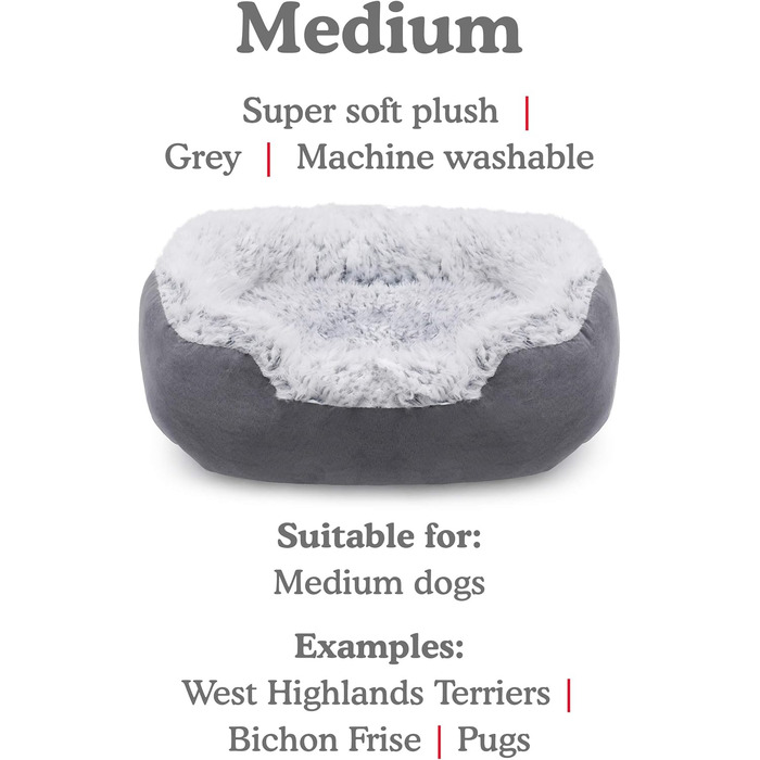 Крісло-ліжко для собак Rosewood Luxus Small, сіре, 50 см, з антиковзною основою, машинне прання (53 x 63 x 23 см)