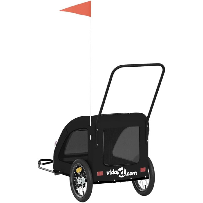 Фургон для собак VidaXL - чорний, 45 кг, Oxford-Gewebe, з прапором та відбивачами