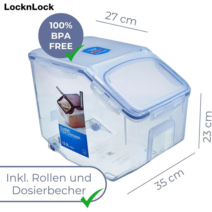 LocknLock Küchen Caddy 12L: Контейнер для зберігання продуктів з кришкою | 35 x 23 x 27 см