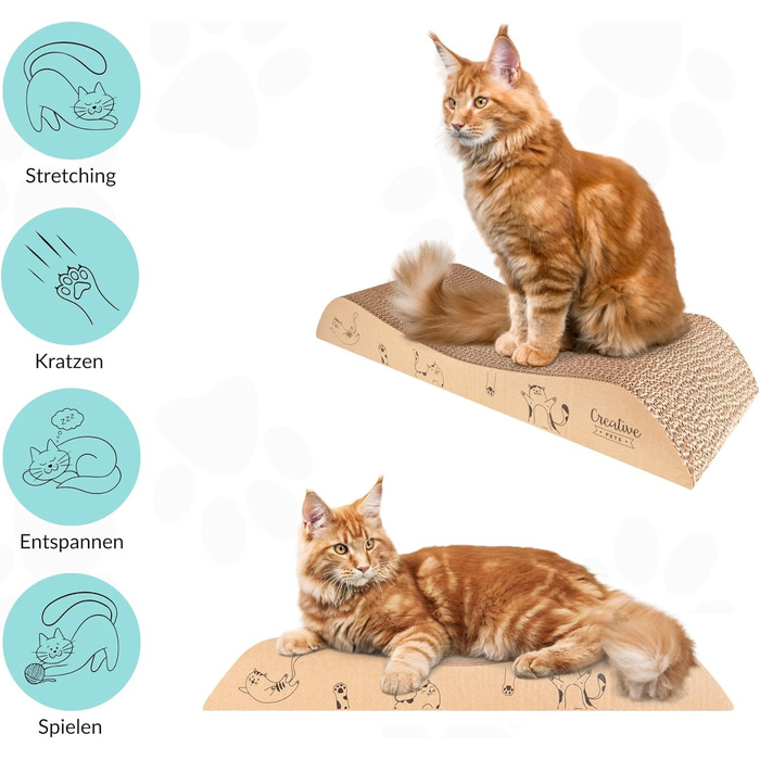 Котяче дряпальний борд | Дряпка з гофрокартону | Натуральні дряпальні дошки для котів | Міцні дряпальні меблі для котів | 2в1 котячий будиночок + дряпальний борд | Якісний картон | Великий розмір (57 x 21 x 20 см)