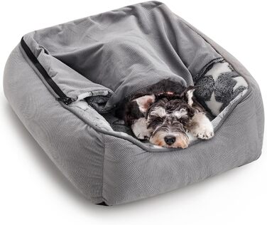 Крісло-будиночок для собак та котів, маленьке, 53x50x17 см, сіре. Знімний коврик, м'яке та тепле, з високими бортиками, придатне для маленьких собак та котів, легко миється.