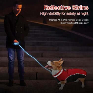 Зимова куртка для собак, водовідштовхувальна, тепла, м'яка, вітрозахисна. Куртка для собак з кріпленням для повідка, світловідбиваючі елементи, застібка-блискавка, регульована блискавка для маленьких та середніх собак (зелена, червона, XL)