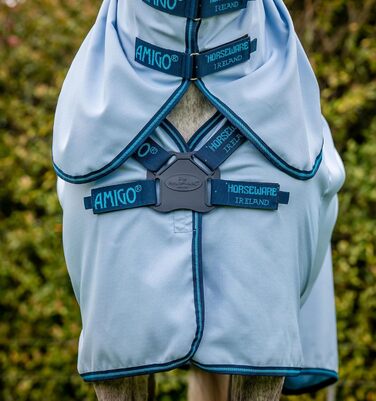 Протикомарна накидка для лошадей Horseware Amigo Ripstop Hoody, 155 см, Azure Blue/Navy & Electric Blue