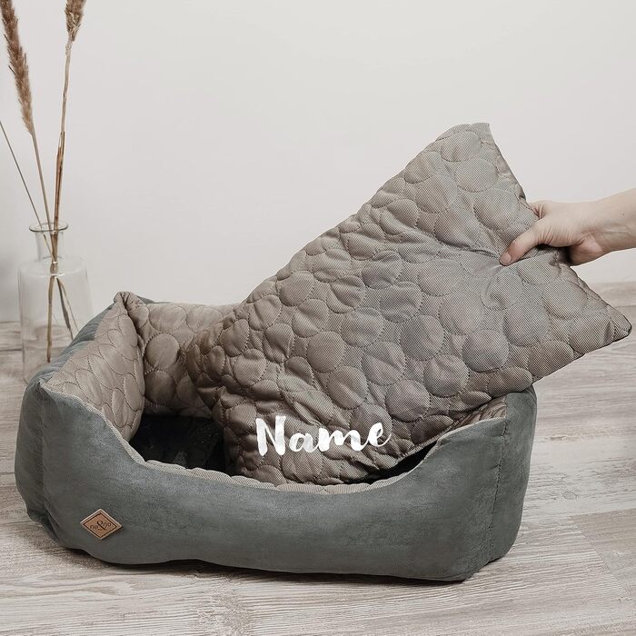 Ліжко для собак Ne&no® 2 в 1: охолоджуючий та зігріваючий матеріал, середні породи, 80x60 см, миється. Персоналізоване собаче ліжечко, блакитне, 35x45 см