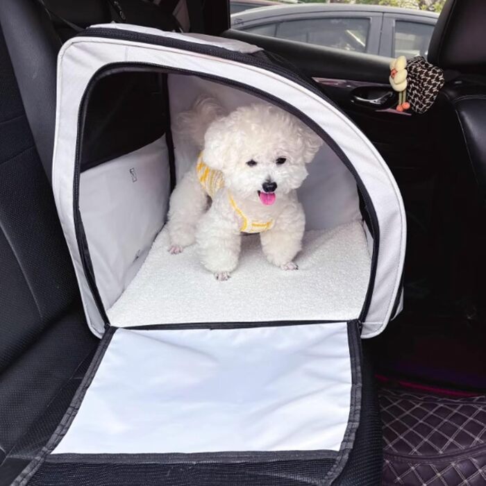 Транспортна переноска для собак та котів, авто-переноска для тварин з панорамним вікном 360°, оксфордська тканина, розмір L (50 x 48 x 49 см)