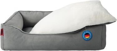 Крісло-ліжко для собак середніх та великих порід Zedelmaier, 90х68х19 см, з водонепроникним матрацом та стійким до подряпин кошиком, сірого кольору.