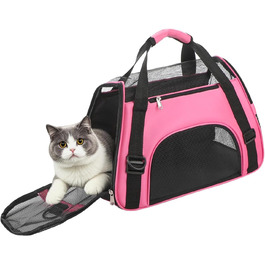 Транспортна сумка для собак та котів: рожева, складна, з регульованим плечовим ременем, 42 x 20 x 25.5 см