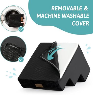 Сходинка для собак, 3 ступені, для ліжка, дивана, авто, 5 см, знімний чохол (60x5x5 см, чорний)
