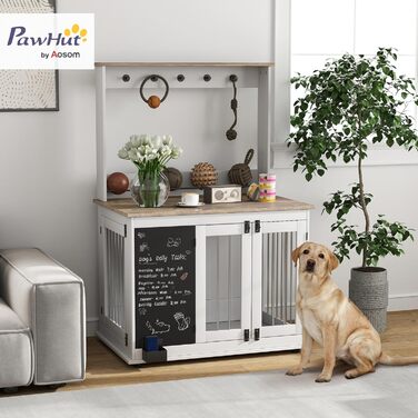 Клітка для собак PawHut - переноска з 3 дверцятами, полиця для іграшок, коліщатка, біла, для великих собак