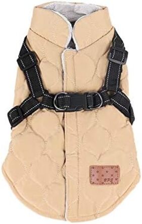 Теплий зимовий одяг для собак Meioro: куртка та пуловер з бавовни з ефектом відблиску (Хакі, 3XL)