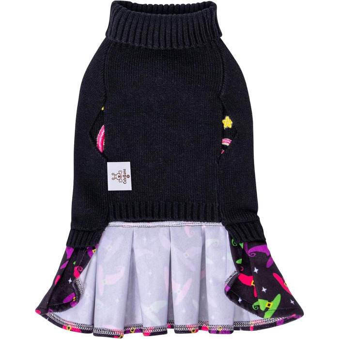 CuteBone Синій собачий светр з сніжинками, одяг для цуценят, зручні толстовки та зимові куртки для собак, отвір для повідка DS72-DE (L, Halloween 3)