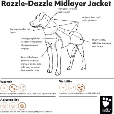 Собачий двосторонній утеплений жилет Hurtta Razzle-Dazzle, буряк, 40,6 см