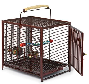 Клітка для птахів Midwest Poquito, 48 x 39,5 x 60 см, з жердками та годівницями з нержавіючої сталі, Платина (Рубіново-червоний)