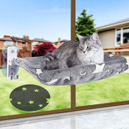 Крісло-гамак для котів на вікно, розкладне, сіре з малюнком 