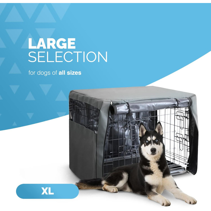 FurDreams чохол на клітку для собак XXL 122 см, вітрозахисний, з 2 дверима (передня та бічна), дихаюча сітка, для дресирування цуценят, міцний матеріал