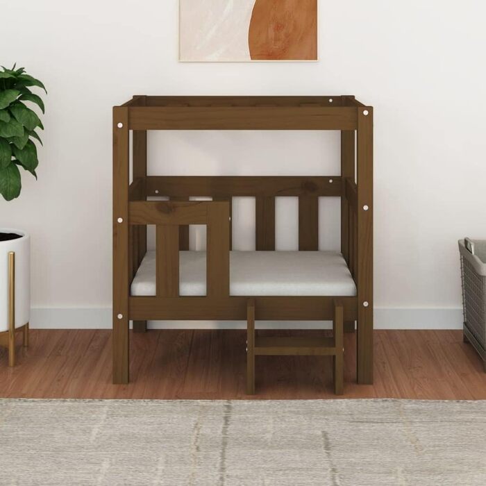 vidaXL Ліжко для собак з масиву сосни, медово-коричневе, 65,5x43x70 см