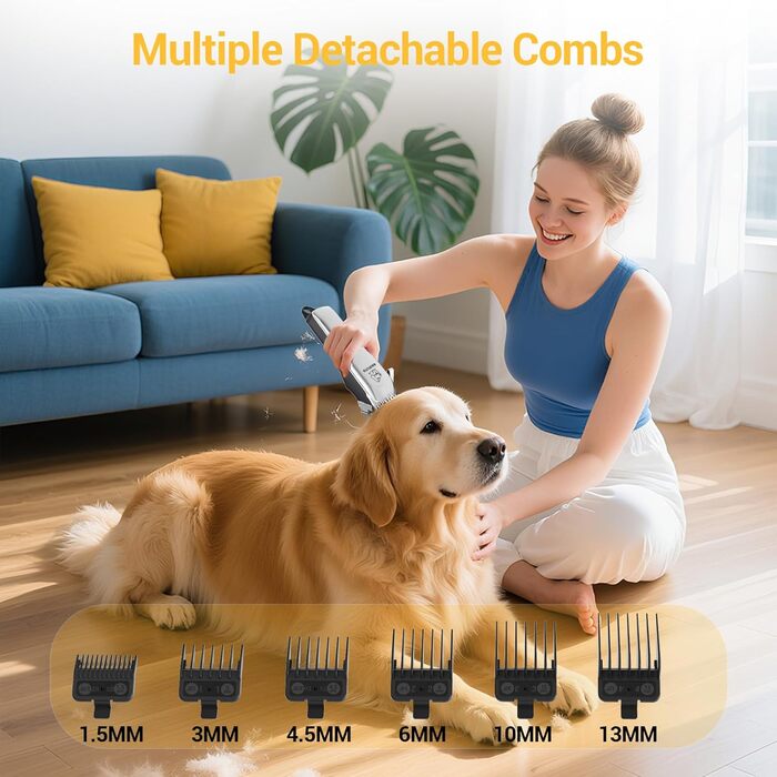 Професійний тример для стрижки шерсті собак з густим хутром: безшумний, потужний, бездротовий, акумуляторний, сріблясто-сірий