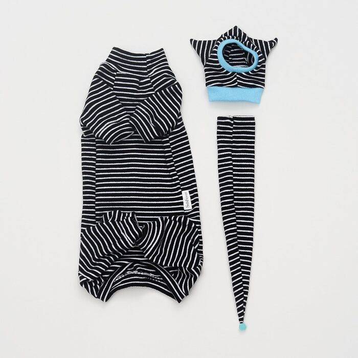 Набір одягу для сфінксів: муфта та сорочка, чорно-білі, дихаючі, розмір Small