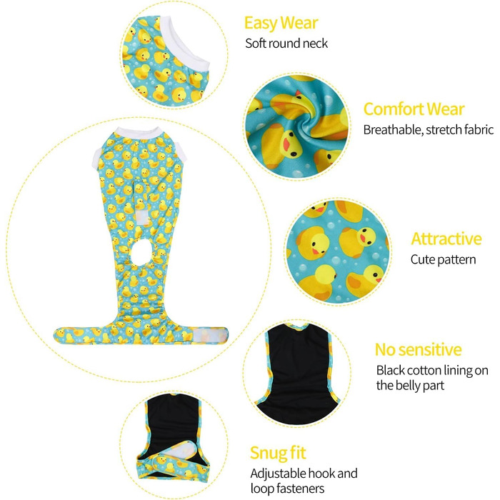 Комбінезон для собак CuteBone Skulls після операції, для котів та собак, запобігає лизанню ран, XS, жовтий качур