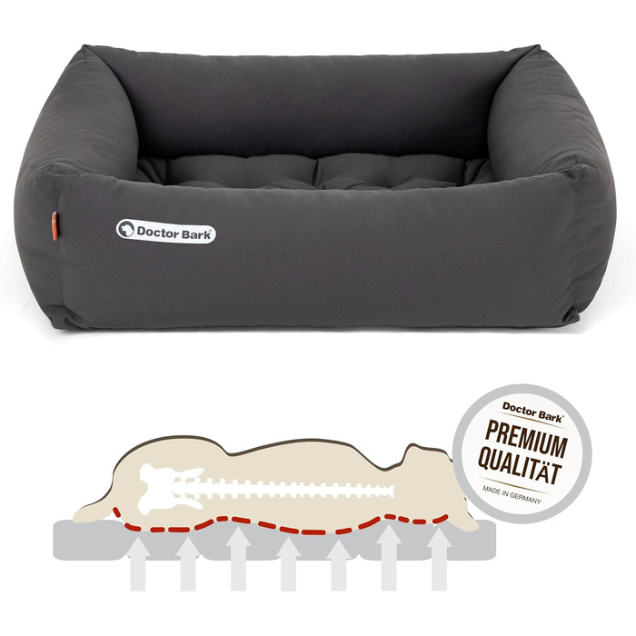 Ортопедичне ліжко для собак Doctor Bark - миється до 95°C, гігієнічне, без запаху, з м'якою підстилкою, для маленьких собак (S - 70x60 см, сірий)
