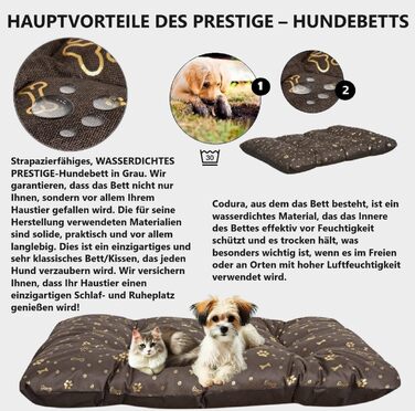 Крісло-ліжко для собак King Dog XL (120x80 см) коричневе, водонепроникне, миється, з оксфордської тканини