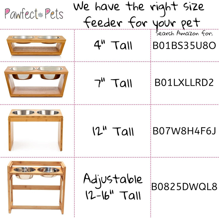 Підставка для мисок для собак Pawfect Pets, 17,8 см, чорна, з 4 сталевими мисками для середніх собак