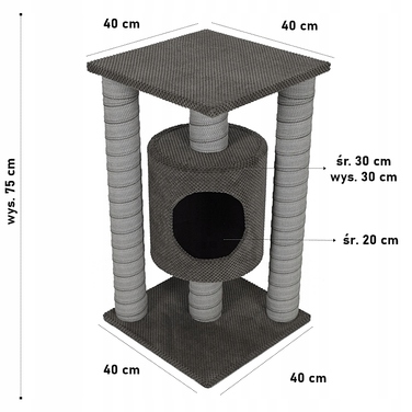 Комплект для котів Makspol 61: низька та висока дряпки, лежанка, килимки-дряпки, стовпчик та ігровий комплекс (100 см)