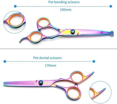 Набір професійних ножиць для грумінгу тварин CLQ (5 шт.) з нержавіючої сталі 4CR, безпечні ножиці з титановим круглим наконечником, високопродуктивний набір, синій