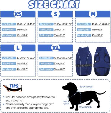 Тепла зимова куртка для собак Dacke Hundemante, XS, темно-синій: надійна захист та видимість