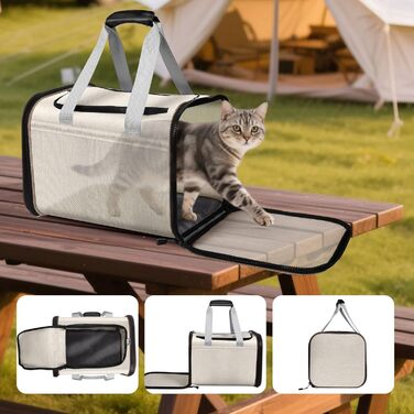 Транспортна переноска для котів та цуценят HEVOL до 10 кг, дихаюча сітка, легка, складна переноска для тварин, підходить для ветеринара, авто, літака