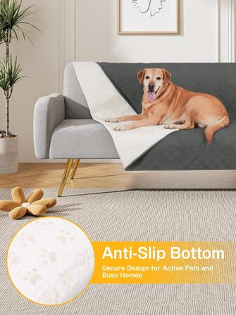 Водонепроникний килимок для собак, диванів та ліжок, захист від шерсті та подряпин, антиковзаюча підстилка для тварин, легко миється, 127x157 см