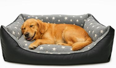 Ліжко для собак Odolplusz з двостороннім подушкою 100x70 см | Зручне собаче ліжко | Подушка з гіпоалергенного поліуретану (Сірий - Зірки)