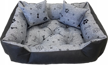 Лежак для собак WBM Sewing прямокутний, білий з чорним, 100x75 см