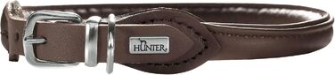 Ошийник для маленьких собак HUNTER ROUND & SOFT ELK, натуральна м'яка шкіра, круглий, захищає шерсть, розмір XS-S, колір чилі
