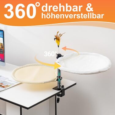 Крісло-гамак для котів Uross - 360° обертання, регульована висота, м'яка лежанка з 2 знімними чохлами, для дому та офісу, цілорічне використання (двошарове, бежеве)