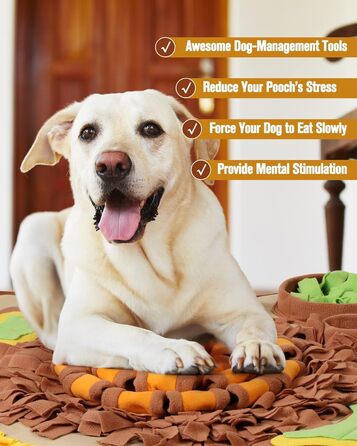 Schnüffelmatte для великих собак HOPET, інтерактивна тренувальна килимок для годування, стимуляція розуму та повільне годування, іграшка для всіх порід