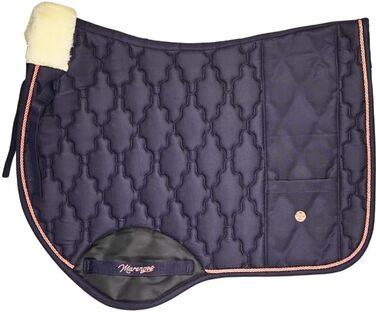 Широкий підхвіст Marengos Rosé Modern для теплокровних коней з підкладкою з пінополіуретану та кишенею | М'яка підкладка на гриві | Підхвіст у стилі барокко з квітковим стежкою та декоративною шнуркою | Для конкурного та універсального верхового лицемірув