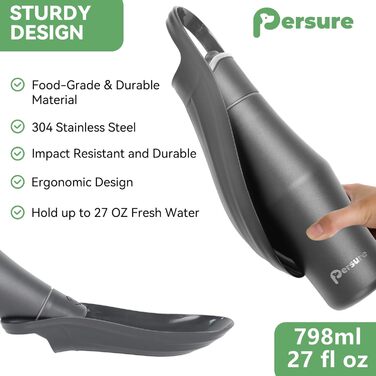 Водяна пляшка для собак 765 мл з нержавіючої сталі, витокозахисна, для подорожей та прогулянок