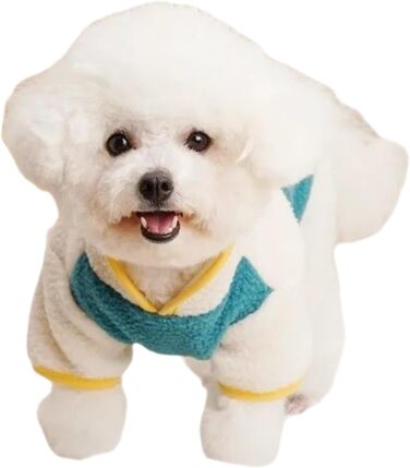 Теплий флісовий комбінезон для собак - комбінезон для чихуахуа, йоркширського тер'єра, шнауцера, бульдога (синій, M)