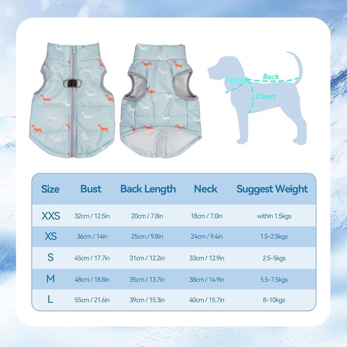 Теплий зимовий одяг для собак: куртка для маленьких собак, вітронепроникний жилет з отвором для шлейки, водонепроникний, для чихуахуа, такси, сірий, блакитний, XXS