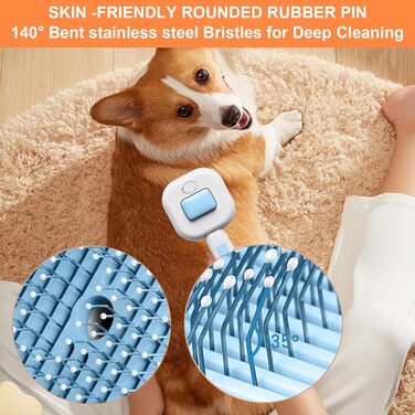 Парфумерна щітка для котів 4 в 1, синього кольору: догляд за шерстю котів та собак, самоочищення, антистатична