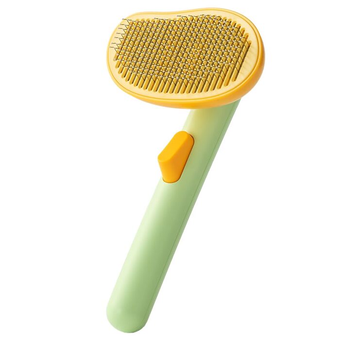 Щітка для собак та котів Mango, самоочисна, форма манго, зелена