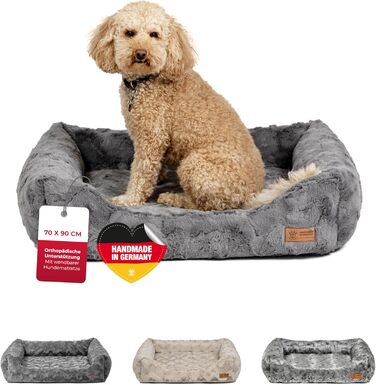 Ортопедичне ліжко для собак Deluxe Exklusiv M (70x90 см) з Memory Foam та антиковзаючою основою. Легко миється, колір антрацит, виготовлено в Німеччині