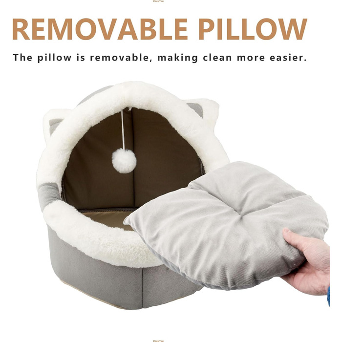 Кішка ліжко для дому з іграшкою, лежанка для собак, будиночок для кошенят, знімний м'який подушкою, супер м'яка