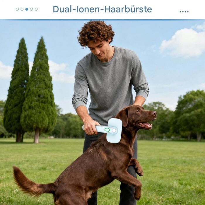 Щітка для собак Zupfbürste – самоочисна, 19 x 12 см, антистатична, для видалення підшерстка, розплутування, масажу та догляду за шерстю котів та собак