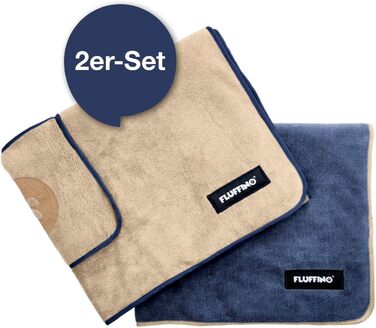 Набір рушників для собак 2 шт. - 90x50 см та 120x70 см - швидковисихаючі мікрофібровий рушник для собак, сірий та зелений (блакитний та бежевий), швидковисихаючі, добре вбирають, для маленьких та середніх собак