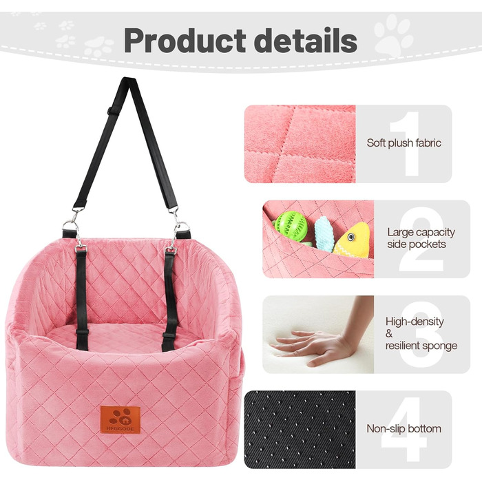 Автокрісло для собак: зручне автоліжко з memory foam для малих та середніх порід (до 15,9 кг)