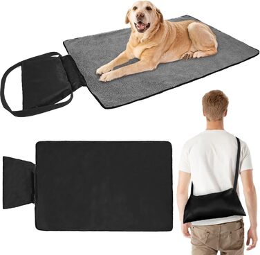 Зручна водонепроникна ковдра для тварин, 100 x 70 см, для кемпінгу, собак, котів, підстилка, зігріваюча ковдра для собак з сумкою, лежанка для собак, килимок для собак, ковдри для тварин для відпочинку на вулиці та в приміщенні, туристична ковдра для дома