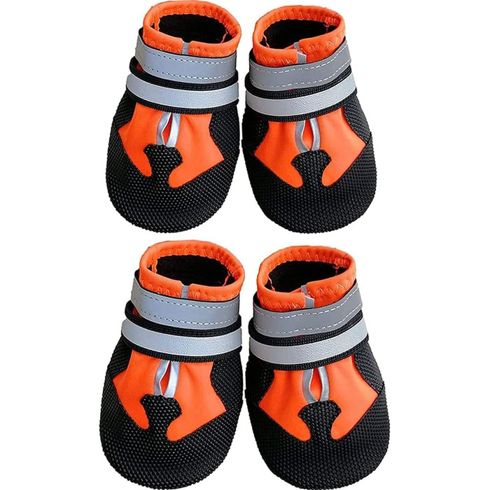 Чоботи для собак Leeko: 4 шт., водонепроникні, антиковзні, захист лап, світловідбиваючий ремінь, для маленьких собак (XL, помаранчевий)