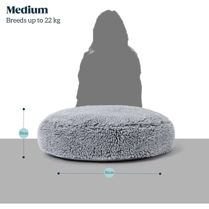 Лежанка для собак Toutwool, стійка до гризіння, кругла, м'яка, для агресивних собак, міцна, 63 см, сірий колір (M)